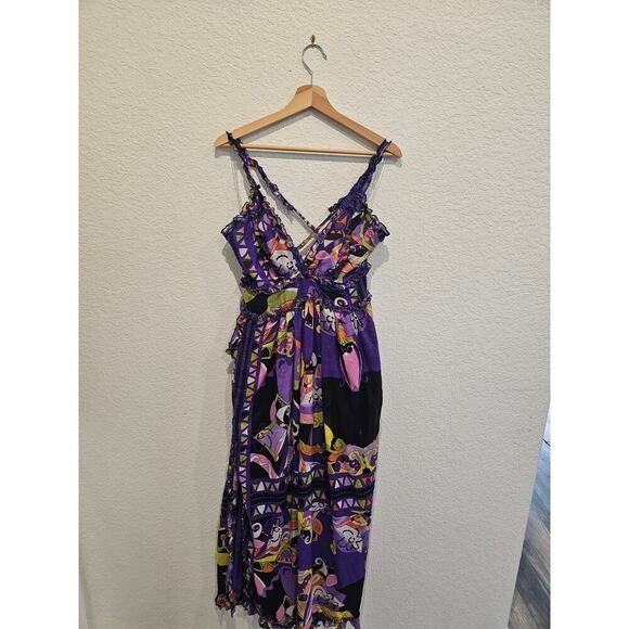 Live4truth Cotton blend purple geometric maxi. Sz Medium - Picture 1 of 5
